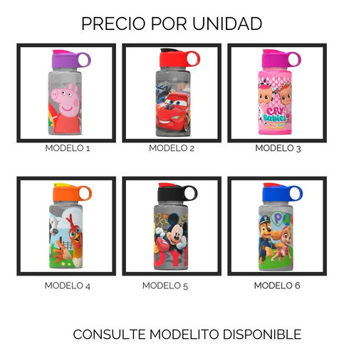 Botella De 500l Cars Peppa Toy Granja Mickey Ct Plumitaa Bnn 1