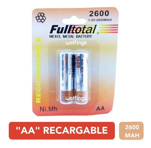 Blister X2 Pilas Baterias Aa Recargables 2600 Mah Fulltotal 0
