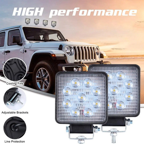 Kit Led 10 Faros 9 Leds Auxiliar Auto Camioneta Moto 12v 27w 1