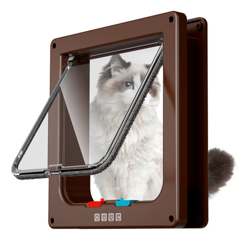 Puerta Para Gatos Exterior Abs Traba 4modos M Marron 5cm 0