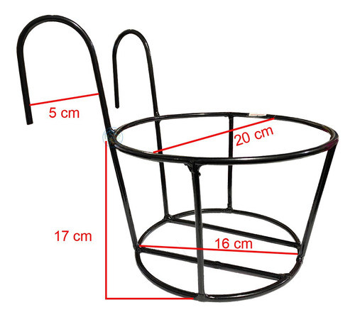 Soporte De Hierro Canasta Negro Balcon Gancho Redondo Nro20 1
