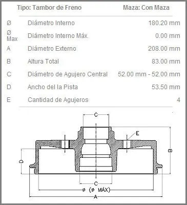 Campana De Freno Trasera  Fremax Renault Clio Ii 1.9 L Diese 1