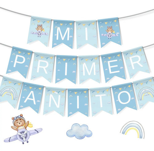 Kit Imprimible Osito Aviador Aviones Primer Cumpleaños Oso 0
