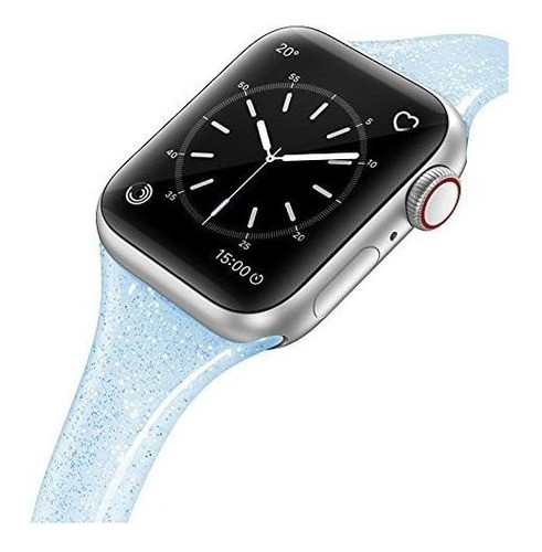 Malla Para Iwatch7654321se 42/44mm Silicon Glitter Azul 0