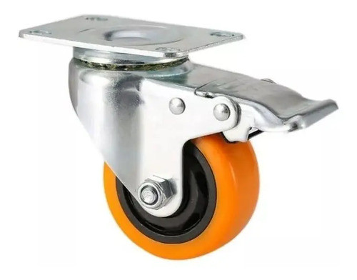 Rueda Giratoria Reforzada 75mm Poliuretano Con Freno 0