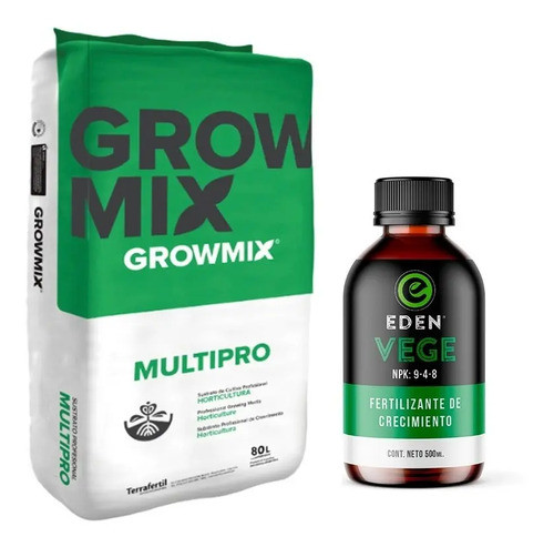 Sustrato Growmix Multipro 80lts Con Eden Vege 500 Cc 0