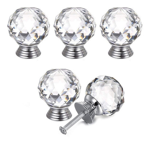 Tirador Cristal Facetado Para Cajón. Esfera. Diamante, X 9 0
