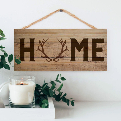 Home Ciervo Natural 10 X 45 Firmar La Placa De Madera Para C 1