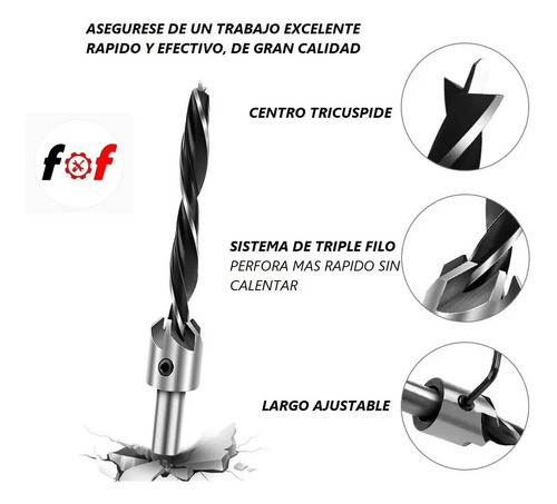 Set Juego Mechas Con Avellanador Fresadora X7 Envio Gratis 1