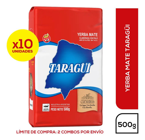 Yerba Mate Taragüi Con Palo 1/2 Kg X 10 Unidades 0