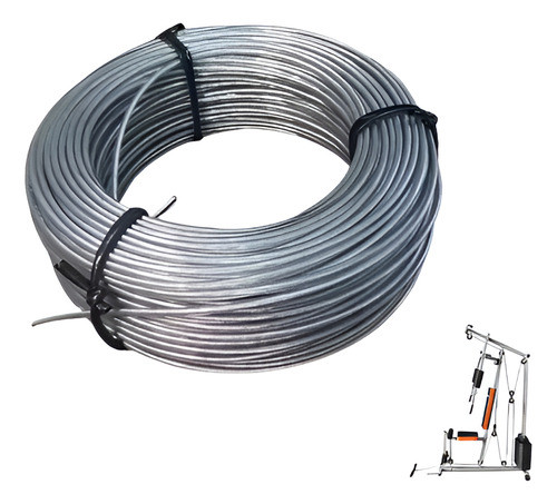 Cable De Acero Multi Gym Gimnasio Reforzado Forrado 5mm X 1m 0