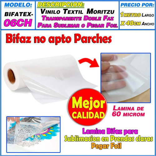 Vinilo Termoadhesivo Textil Bifaz Sublimable No Apto Parche 1