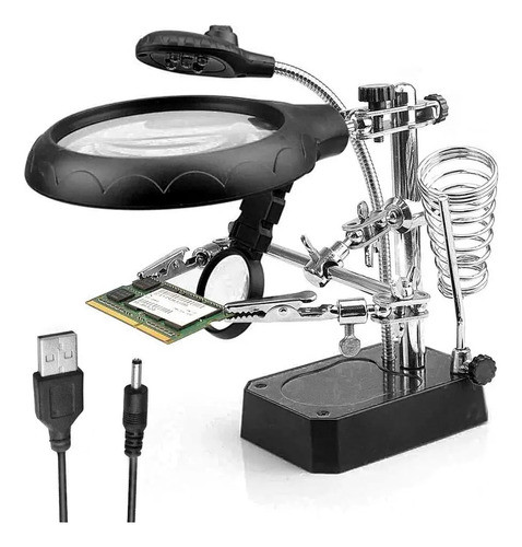 Lupa De Mesa Con Luz Led Para Trabajos De Precisión Usb © 0