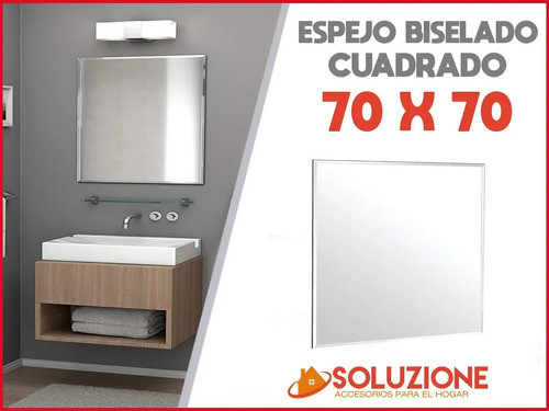 Espejo Cuadrado 70 X 70 Cm Bordes Biselados Vidrio Baño 1