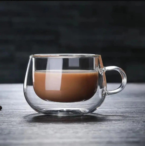 2 Tazas De Vidrio Doble Pared Con Asa 1