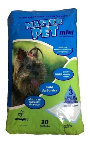 Alfombra Sanitaria Perros Paños Master Pet Mini 45x55 X 90un 0