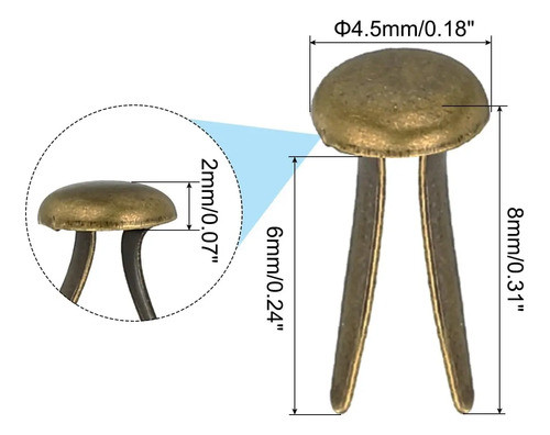 Broches De Bronce Para Scrapbooking, 4,5 X 8 Mm, 200 Unidade 1