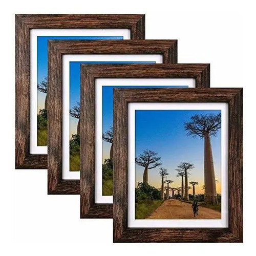 4 Marcos De Fotos 20.3 X 25.4 Cm Color Marrón Rustico Colgar 0