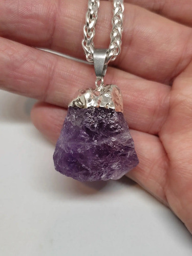 Amatista ,piedra Natural Grande C/plateado 0