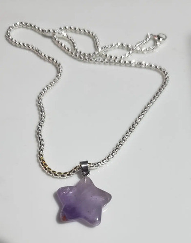 Conjunto De Dije Amatista Con Cadena De Acero Quirugico 1