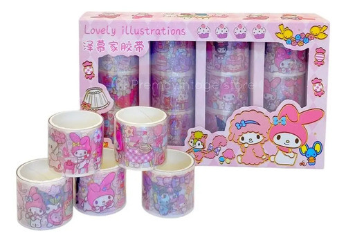 Caja Washi Tape Cintas Adhesivas Personajes Sanrio Scrapbook 0