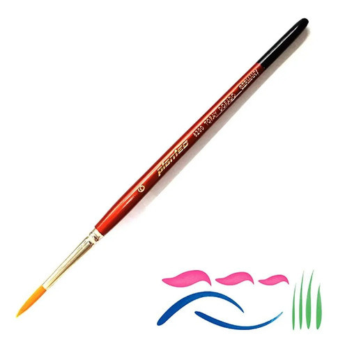 Pincel Redondo Plantec Toray 8200 Fibra Sintetica Dorada N 6 1