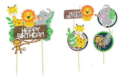Art.fiesta Cumpleaños Decoración Tortas Animales De La Selva 0