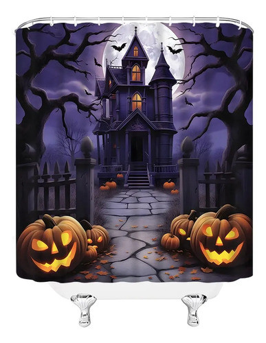 Srauyst Cortina De Ducha De Halloween, Espeluznante Calabaza 1