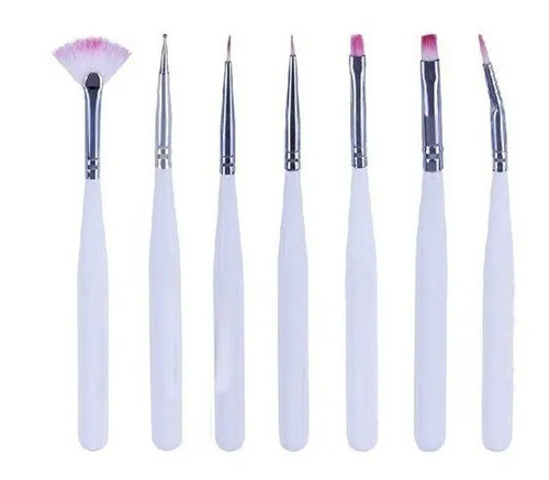 7 Pinceles Decoradoracion Manicuria Profesional Lefemme 0