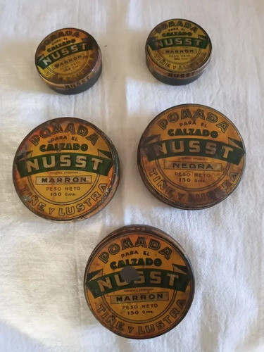 Antiguas Latas De Pomada Para Calzado Nusst  Lote De 5 0