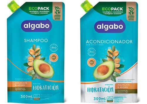 Algabo Shampoo + Enjuague 300ml Aguacate Y Argan Palta 0