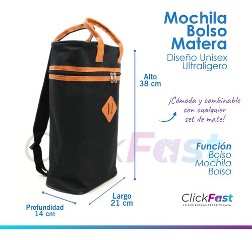 Set Matero Bolso Matero Mochila + Yerbera Azucarera Lata 1