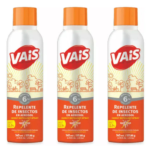 Pack X 3 Vais Repelente  Mosquitos 6 Horas Proteccion 0