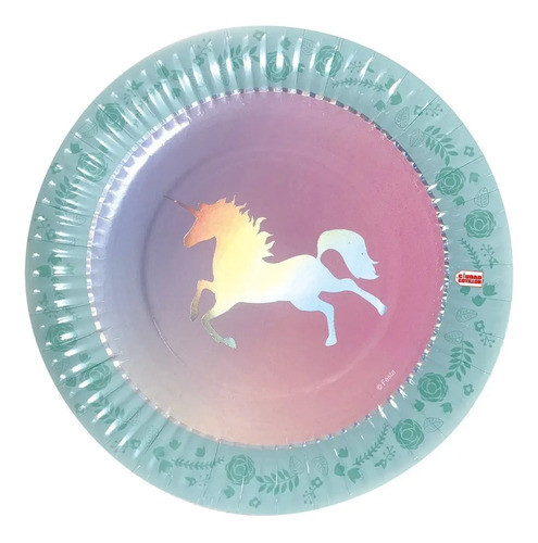 Plato Unicornio 17 Cm X 6  Descartables - Ciudad Cotillón 0