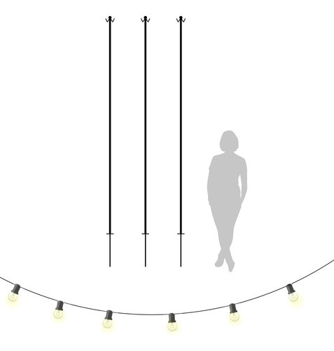 Mástil Para Guirnalda De Luz Para Clavar Pack 3 Unidades 0
