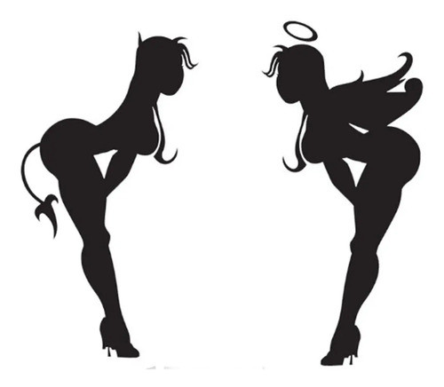 Calco Angel Y Diabla  Sticker Vinilo Auto  Envynilos 0