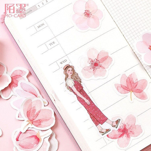 Stickers Flores Rosas Cajita X 45 Bullet Bujo Arte Scrapbook 1