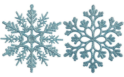 36 Adornos De Navidad Estilos Copos De Nieve 10cm Azul Claro 0
