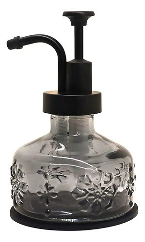 Dispenser De Jabon Vintage Vidrio Transparente Gris Y Negro 0