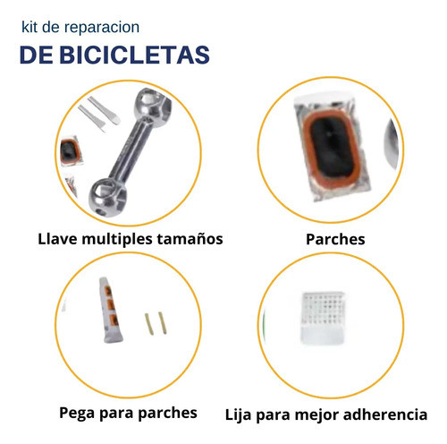 Kit Reparacion Parches Bicicleta + Palancas Saca Cubierta 1