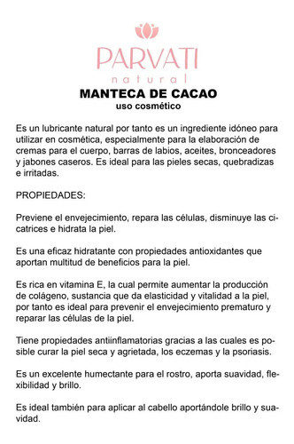 Manteca De Cacao - Pura 100% Por 100 Gr 1