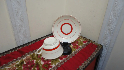 Taza De Te Inglesa Antigua Diseño Bandas Impecable Veala 0