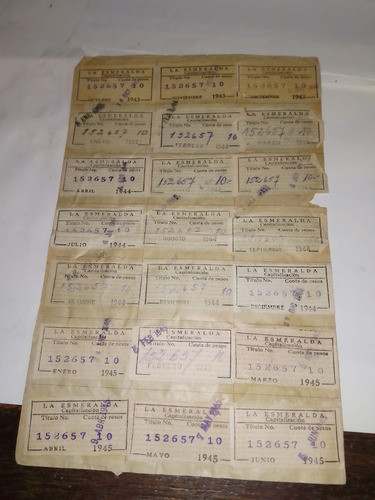 Papeleria 1942 La Esmeralda Tarjeta De Pagos 1