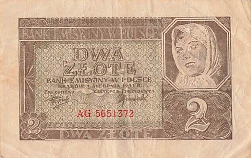 Polonia (ocup. Alemania) 2da Guerra 2 Zl 1941 Bueno Escaso 0