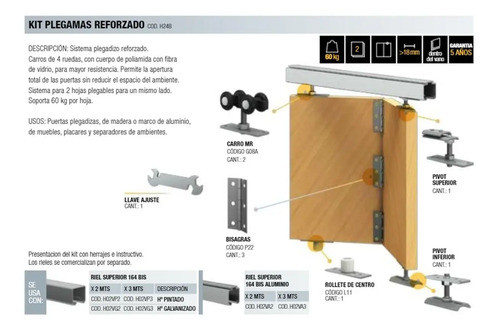 Kit Plegable Reforzado Para 2 Hojas Sin Riel 1