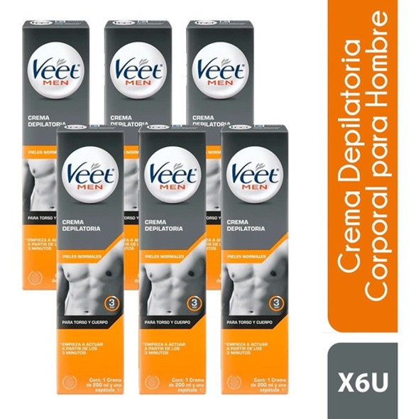 Kit Crema Depilatoria Veet Men X 6 Unidades 0 Kit Crema Depilatoria Veet Men X 6 Unidades 0