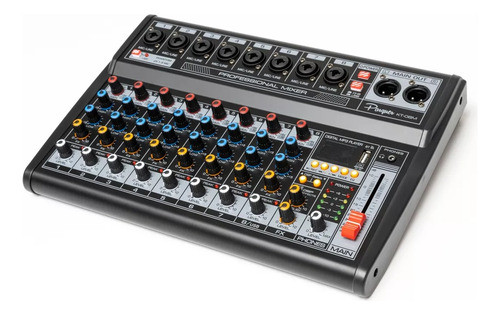 Consola Mixer Parquer Kt08m 8 Canales Efectos Usb Phantom 1