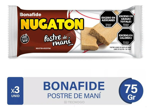 Nugaton Postre De Mani Bonafide Turron X3 Unid - 01mercado 0