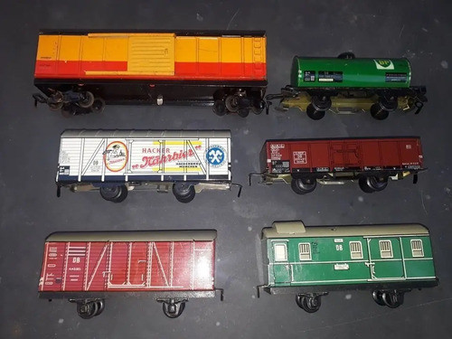 Gus Tren 6 Vagones Antiguos De Chapa Coloridos Año 60 H0 0