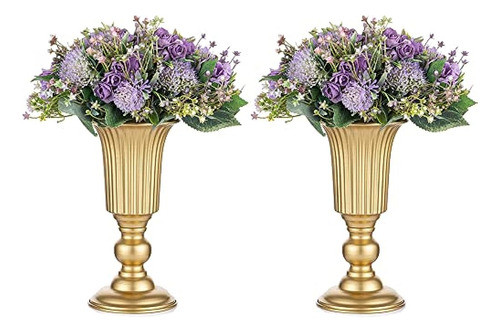 Nuptio Piezas De 2 Floreros De Metal Con Forma De Trompeta E 0